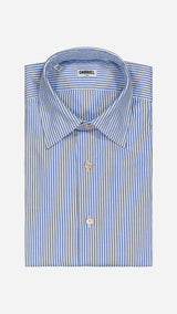 Chemise Martin en Oxford japonais à rayures bleu foncé et blanc - Collection Automne Hiver 2024 - de la Maison Gabriel Paris