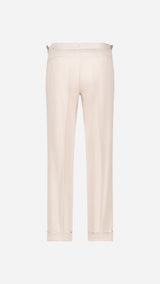 Le pantalon Casimir en coton et cachemire beige clair - vue dos - de la Maison Gabriel Paris