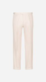 Le pantalon Casimir en coton et cachemire beige clair - vue face - de la Maison Gabriel Paris