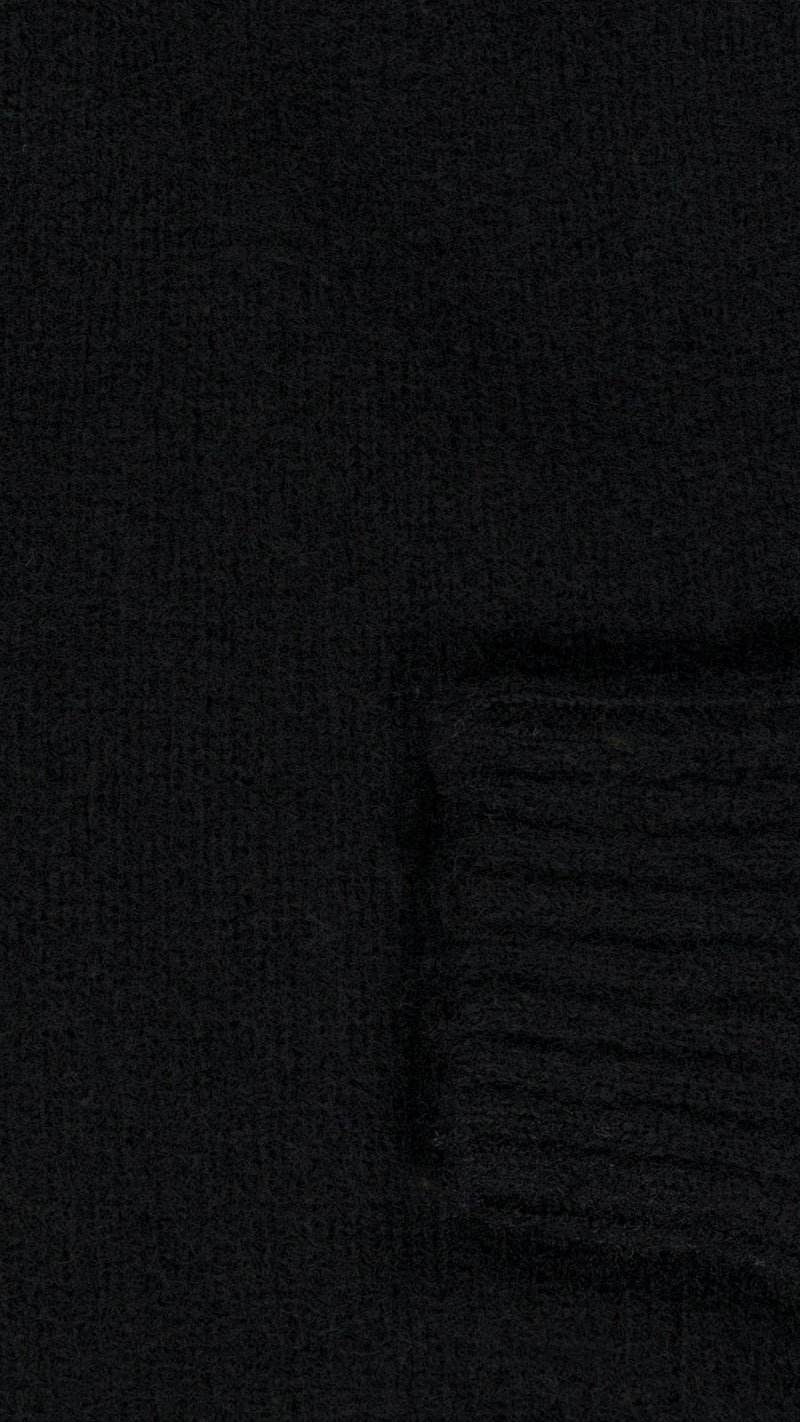 Zoom tissu du pull Victor en shetland col rond coloris noir - collection Automne-Hiver 2024 - de la Maison Gabriel Paris